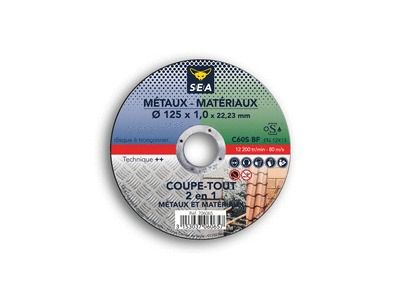 Disque à tronçonner coupe-tout métaux et matériaux diamètre 125 mm SEA