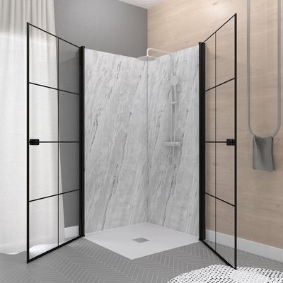 ACCES D'ANGLE PAROIS PIVOTANTES CLEAN LINE NOIRE 90X90X190 CM AURLANE