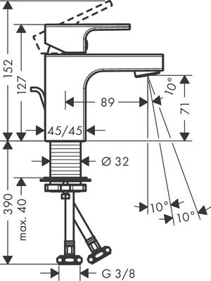 Mitigeur de lavabo bec bas chromé Vernis Shape 70 HANSGROHE