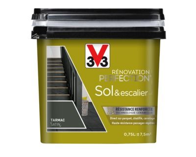 Peinture de rénovation sol et escalier finition satinée tarmac 750 ml V33
