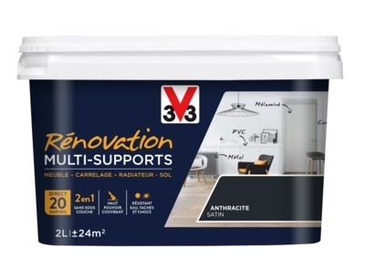 Peinture de rénovation multisupports finition satinée anthracite 2 l V33