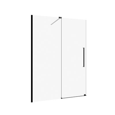 Porte de douche coulissante Sliding noire mate verre transparent 140x195 cm AURLANE