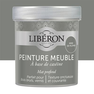 Peinture meuble bois à la caséine mat gris mine de plomb 0,5 L LIBERON