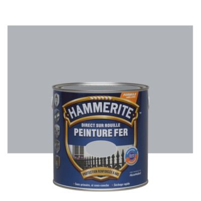 Peinture fer extérieur direct sur rouille finition martelé gris argent 2,5 l HAMMERITE