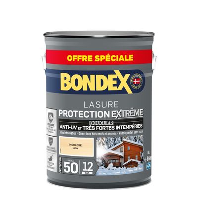 Lasure protection extrême 12 ans incolore format spécial 6 l BONDEX