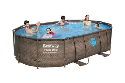 Piscine hors sol ovale Power SteelTM Swim VistaTM motif rotin 488 x 305 x 107 cm BESTWAY