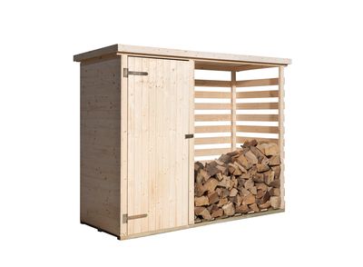 Abri bûche en bois avec armoire de jardin 254 x 96 x 193 cm - Manubricole