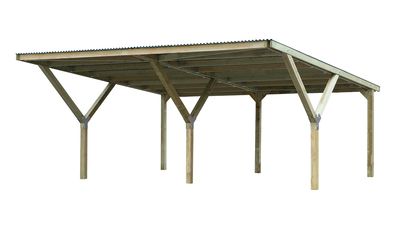 Carport double en Y -  612 - 594 x 606 cm - toit en acier Livraison gratuite domicile WEKA