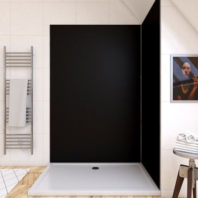 Panneau mural de douche aluminium noir 120 x 210 cm AURLANE