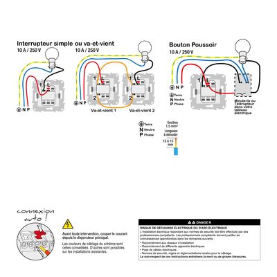 Interrupteur va-et-vient et bouton poussoir blanc - Unica SCHNEIDER ELECTRIC