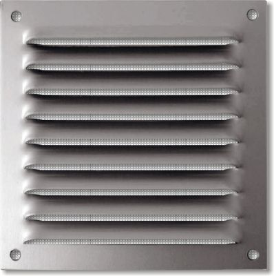 Grille à persiennes aluminium anodisé avec moustiquaire 100 x 100 mm