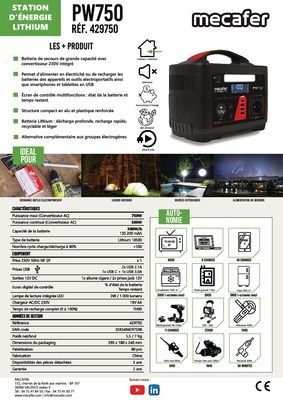 Station d'énergie Lithium PW750 MECAFER