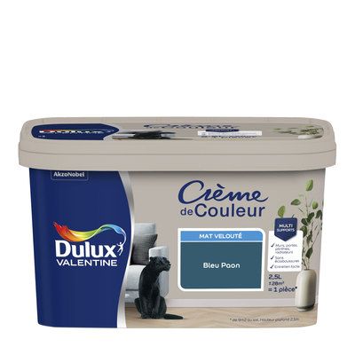 Peinture Crème de Couleur Bleu Paon mat 2,5 l - DULUX VALENTINE