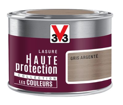 Lasure bois Haute Protection intérieure extérieure couleur gris argenté 125 ml V33