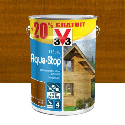 Lasure bois Aqua-Stop® protection intérieure et extérieure pin Oregon 5 l + 20% V33