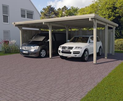 Carport double -  618 - 603 x 512 cm - toit en acier Livraison gratuite domicile WEKA