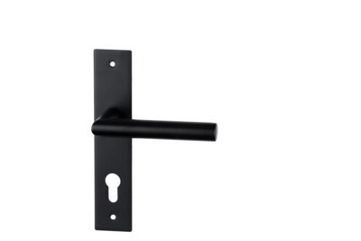 Ensemble poignées de porte sur palque Brunela noir à cylindre entraxe 165mm ALPERTEC