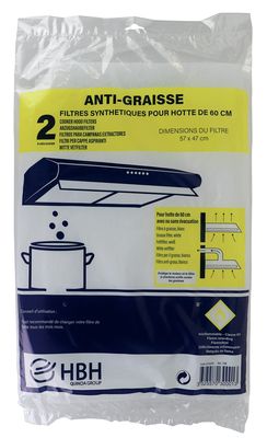 Filtre synthétique anti graisse pour hotte blanc par 2 AUTOGYRE