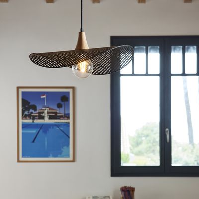 Suspension métal noir E27 15W Ø48 Honu - COREP