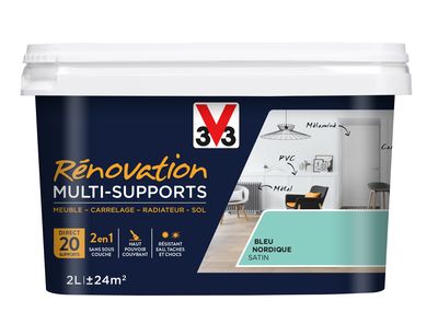 Peinture de rénovation multisupports finition satinée bleu nordique 2 l V33