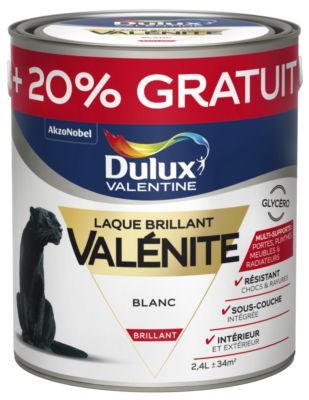 Peinture Laque Valénite blanc brillant 2 l + 20% - DULUX VALENTINE