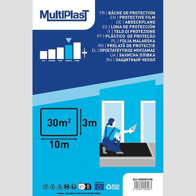 Bâche premium de protection pour travaux 3 m x 10 m qualité pro - MULTIPLAST