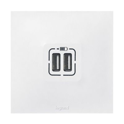 Double chargeur USB type A 2,4A Neptune LEGRAND