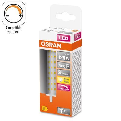 Ampoule LED R7s variable 118 mm 15 W = 2000 lumens blanc chaud OSRAM