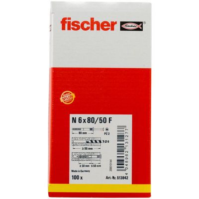 Chevilles à frapper N-F 6 x 80 par 100 FISCHER