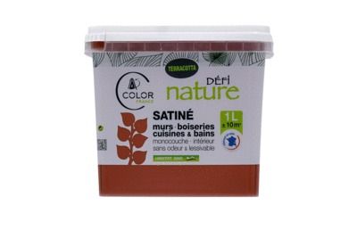 Peinture naturelle murale Terracota satin 1 l - DEFI NATURE