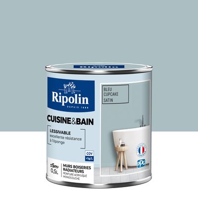 Ripolin-Peinture Cuisine et Salle de Bain-Satin-0,5L-Bleu Cupcake