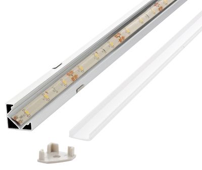 Profilé en angle pour ruban LED blanc en saillie 1m GEFOM