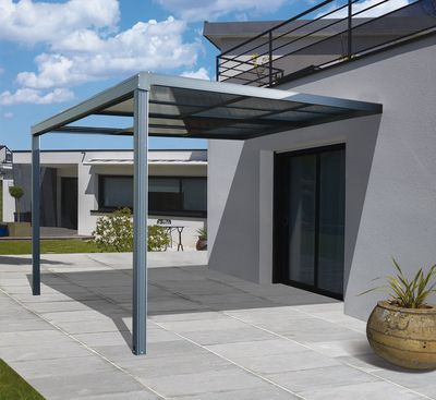 Pergola adossée en polycarbonate Toscana 4 m x 3 m PROLOISIRS