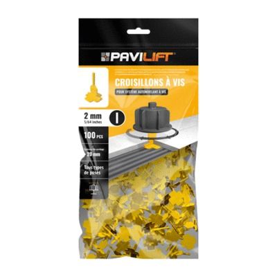 Croisillons de carrelage autonivelants en I 2 mm jaune sachet de 100 PAVILIFT