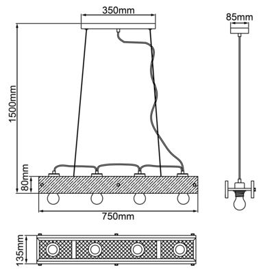 Suspension CALANDRA E27 4x42W BRILLIANT