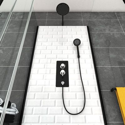 Cabine de douche carrée carreaux métro profilé noir mat 90x90x219-230 cm Métro Square AURLANE