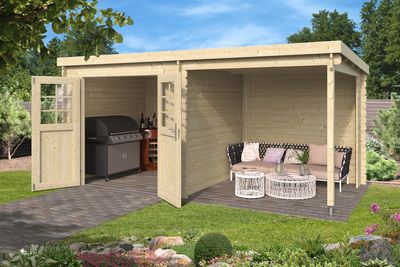 Abri de jardin bois SOPHY NATUREL 4,60 m² int. + extension 4,31 m²