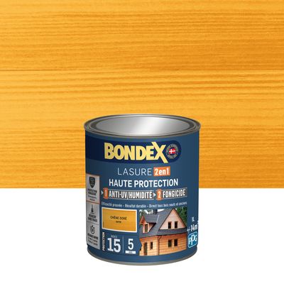 Lasure 2 en 1 haute protection 5 ans chêne doré 1 l BONDEX