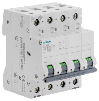 Disjoncteur tétrapolaire 20A 6kA SIEMENS