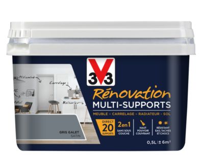 Peinture de rénovation multisupports finition satinée gris galet 500 ml V33