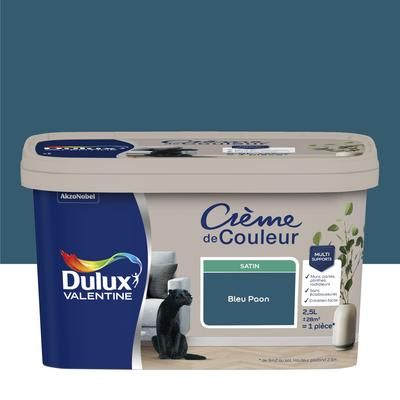 Peinture Crème de couleur Bleu Paon satin 2,5 l - DULUX