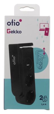 Multiprise 2 prises avec prise USB A et USB C à clipser 1,5m noir - Gekko