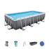 Piscine hors sol rectangulaire Power SteelTM effet rotin gris 488 x 244 x 122 cm BESTWAY