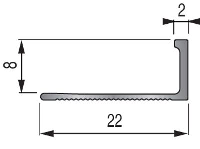 Arrêt de cornière / Equerre 8 mm aluminium anodisé naturel 2,50 m DINAC