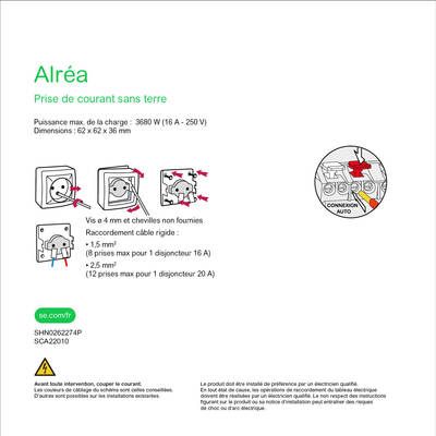 Prise électrique sans terre blanc - Alréa SCHNEIDER ELECTRIC